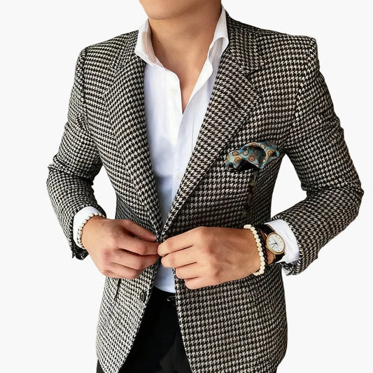 Herren Hahnentritt Sakko – Elegantes Business & Freizeit Jackett