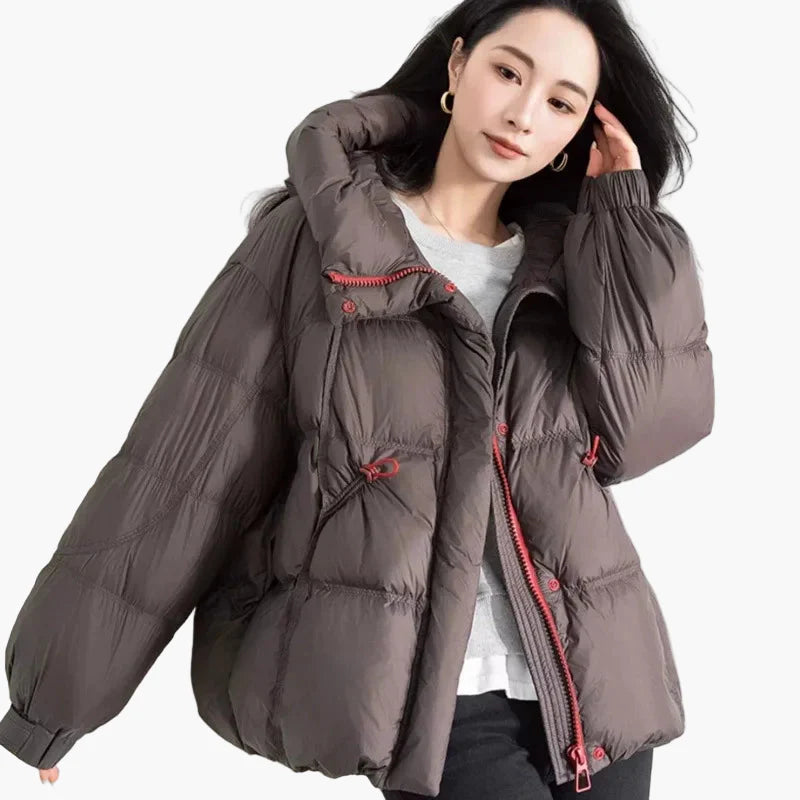 Damen Winter Steppjacke Oversize Stil mit Kapuze – Modische Freizeitjacke für kalte Tage