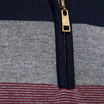 Herren Strickpullover mit Reißverschluss – Stilvoller Streifenpullover für Alltag und Büro