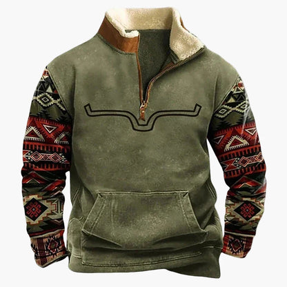 Herren Vintage Western Pullover mit Ethno-Muster – Outdoor & Freizeit