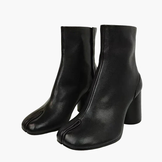 Damen Stiefeletten mit Blockabsatz und Tabi-Design, modische High-Heel-Boots für trendbewusste Looks
