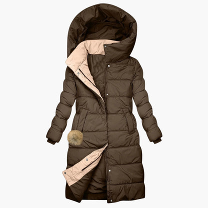 Women's Long Winter Coat Quilted Jacket with Hood – Fashionable Windproof Puffer for Cold Days