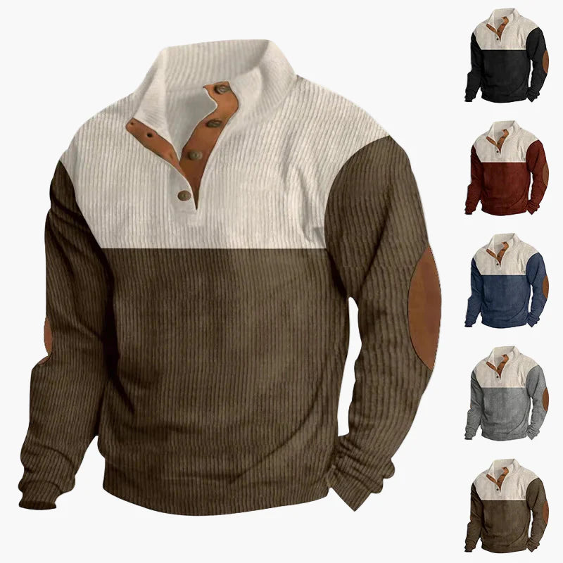 Herren Vintage Strickpullover mit Knopfleiste – Stilvoller Freizeit-Look für Herbst und Winter