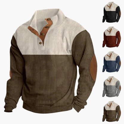 Herren Vintage Strickpullover mit Knopfleiste – Stilvoller Freizeit-Look für Herbst und Winter