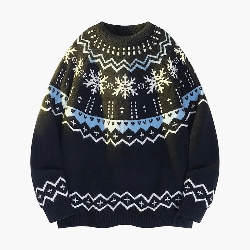 Women's winter sweater with snowflake pattern – Scandinavian knit sweater for cold days