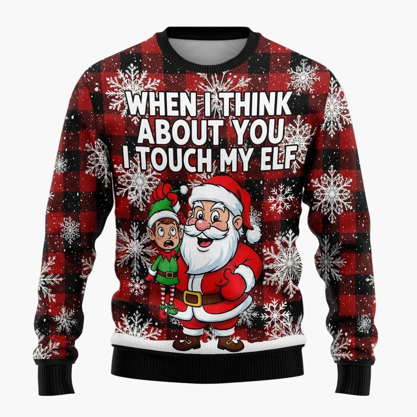 Herren Lustiger Ugly Christmas Sweater – Santa Claus Ho Ho Ho Weihnachtspullover mit frechem Motiv