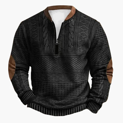 Herren Stricklook Sweatshirt mit Stehkragen und Reißverschluss – Stilvoller Freizeitpullover für Alltag und Outdoor