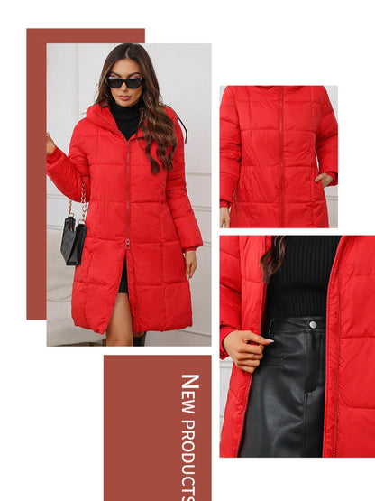 Women's winter quilted coat with hood – fashionable outdoor parka for cold days