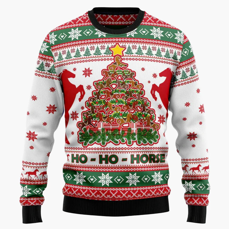 Men's & Women's Funny Horse Head Ugly Christmas Sweater – Christmas Party Knit Pullover