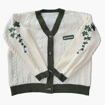 Damen Strickjacke im Vintage-Stil mit floraler Stickerei – Lässige Freizeitmode