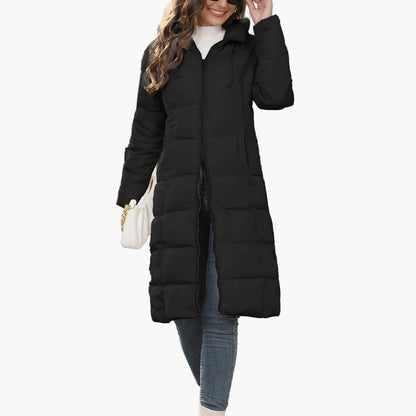 Women's quilted coat winter jacket hood long sleeve casual streetwear