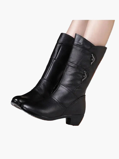 Damen Winter Stiefeletten mit Absatz und Schnürung – Warm Gefütterte Fashion Boots