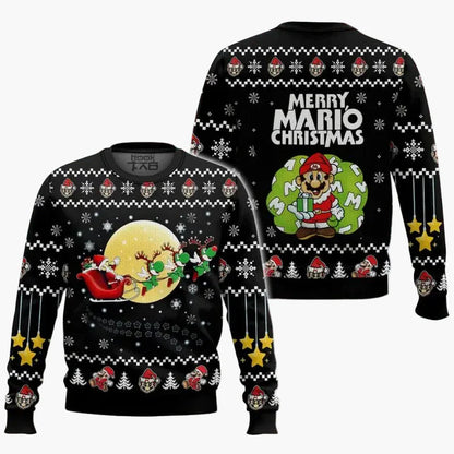Herren Ugly Christmas Sweater – Retro Gamer Pixel Mario Pullover für Weihnachten & Gaming-Fans