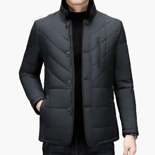 Herren Stehkragen Businessjacke – Eleganter Winter-Kurzparka für Alltag & Büro