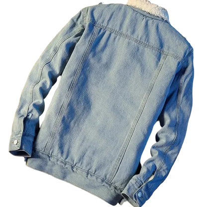 Herren Freizeitjacke mit Lammfellimitat-Kragen – Modische Übergangsjacke für Alltag und Freizeit