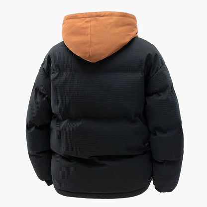 Men's winter quilted jacket with hood – fashionable casual coat for cold days