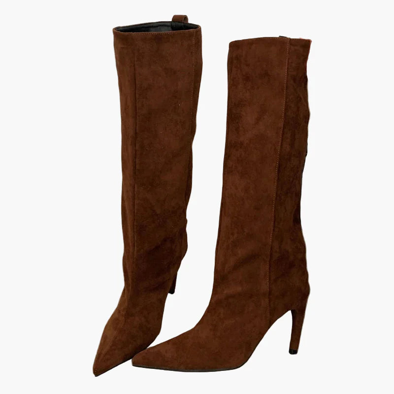 Women's boots with high heels and pointed toe – Elegant slouchy boots for autumn and winter