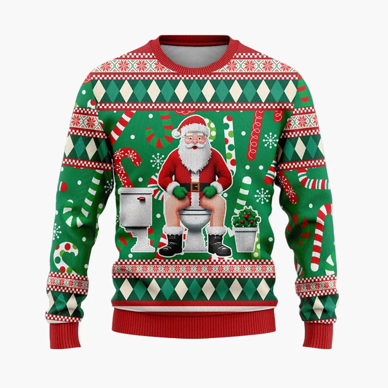 Herren Weihnachts-Pullover Hip-Hop Santa Ugly Christmas Sweater – Lustiger Party Pullover für Weihnachten