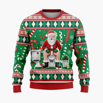 Herren Weihnachts-Pullover Hip-Hop Santa Ugly Christmas Sweater – Lustiger Party Pullover für Weihnachten