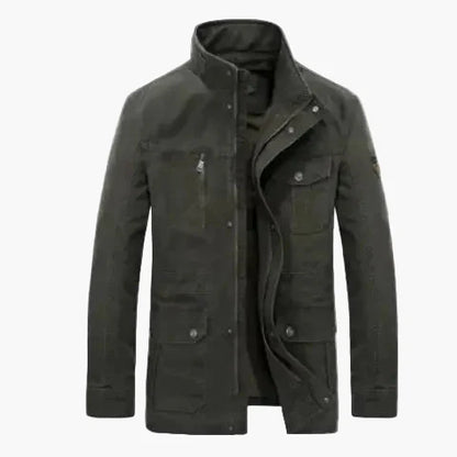 Herren Freizeitjacke mit Stehkragen und Mehrfachtaschen – Lässig, Mittellang, Ideal für Alltag und Outdoor