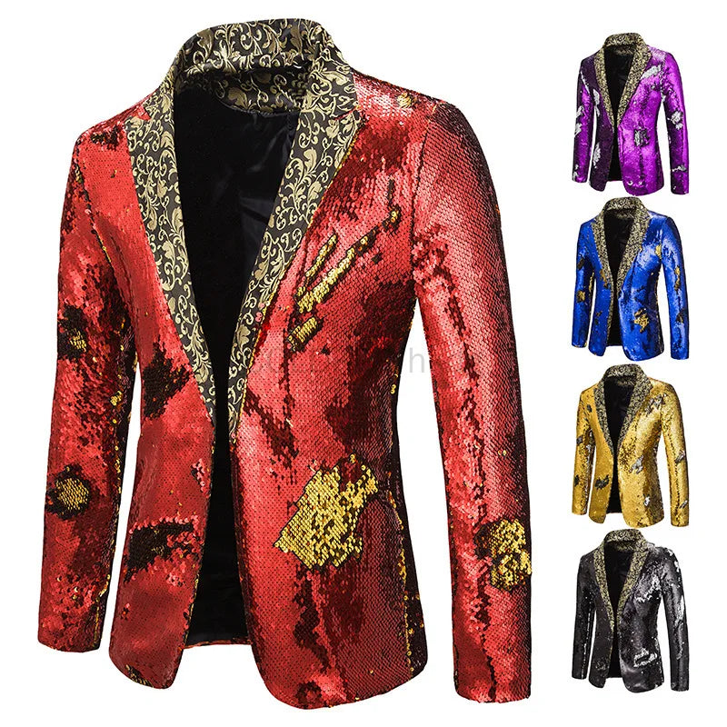 Men's Blazer for Stage and Party – Shiny Sequin Jacket in Extravagant Design