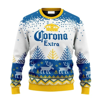 Herren Ugly Christmas Sweater Corona Extra – Lustiger Party-Pullover für Weihnachten