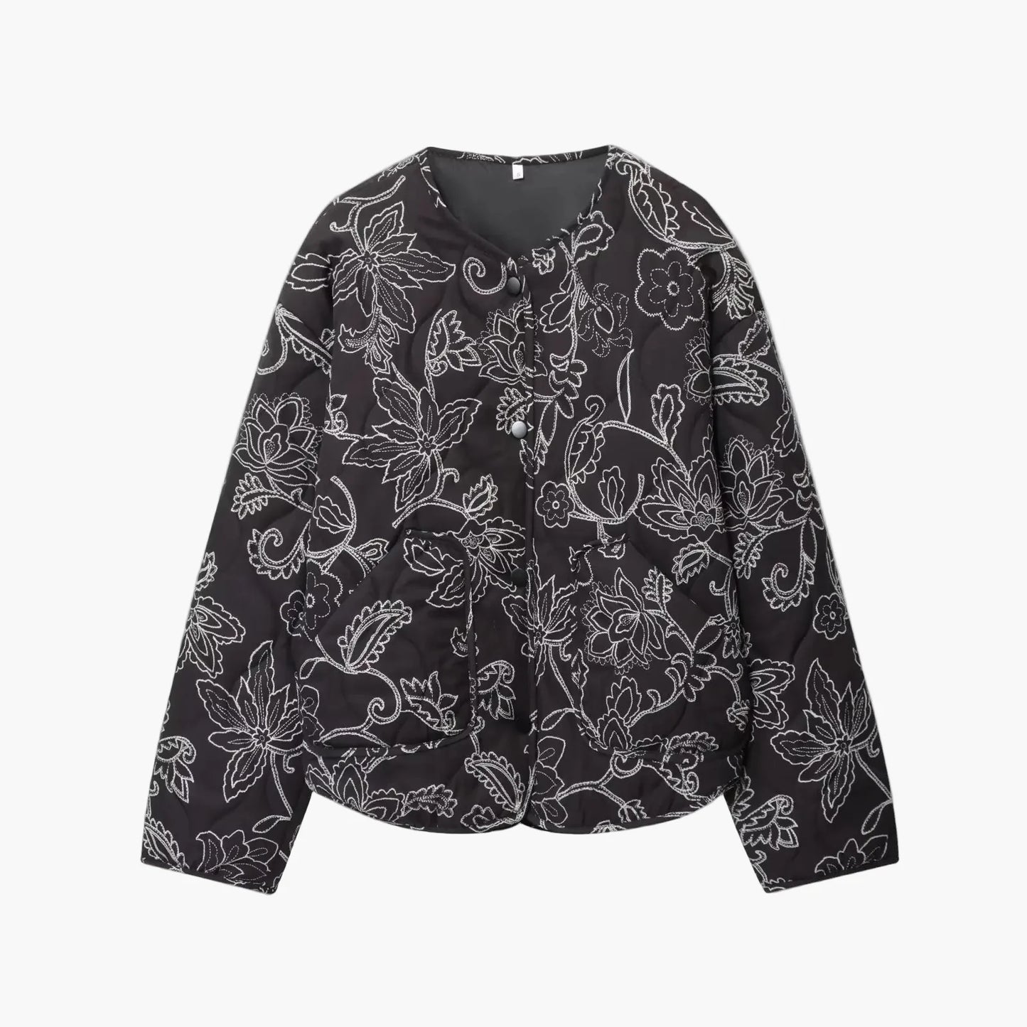 Women's transitional jacket with embroidered floral pattern – Casual city look, ideal for spring and autumn