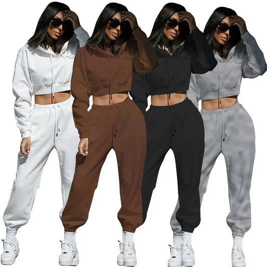 Women's Tracksuit Two-Piece Hoodie & Jogging Pants Leisure Sports Set