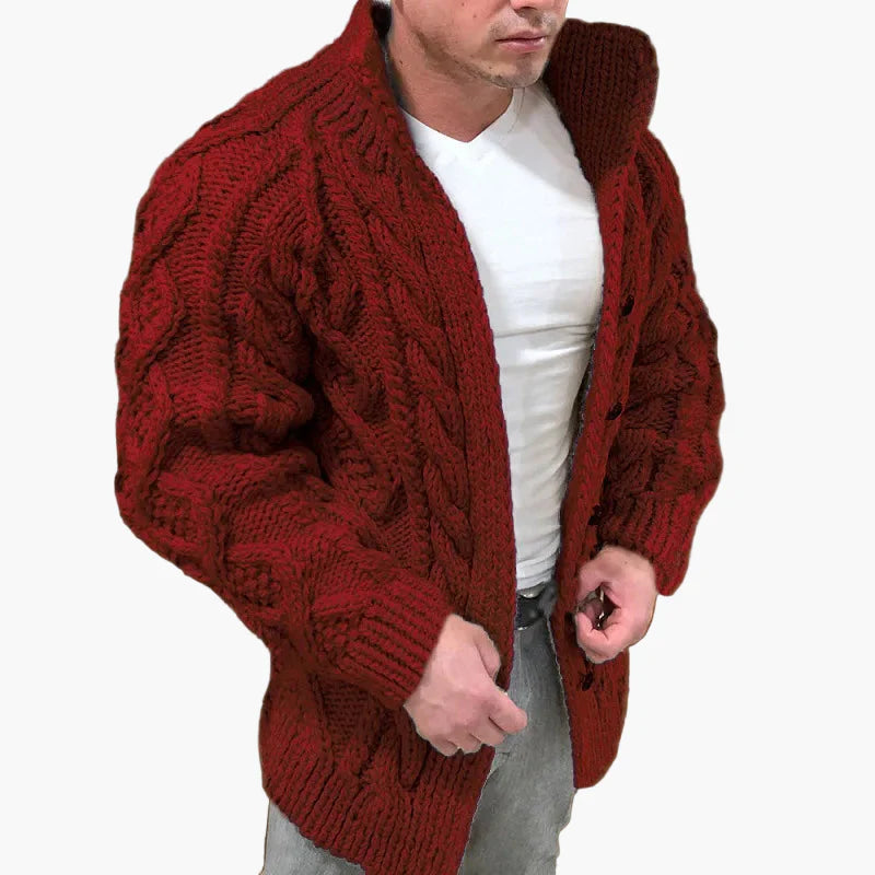 Herren Strickjacke mit Zopfmuster – Modischer Freizeit-Cardigan für Herbst und Winter