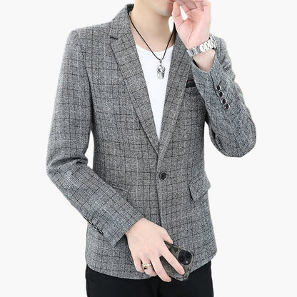 Men's Blazer Modern Checked – Elegant Business & Casual Jacket