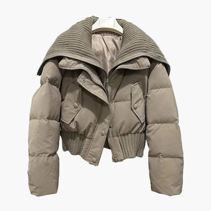 Women's Short Quilted Jacket with Large Collar – Fashionable Winter Jacket for Everyday and Leisure Use