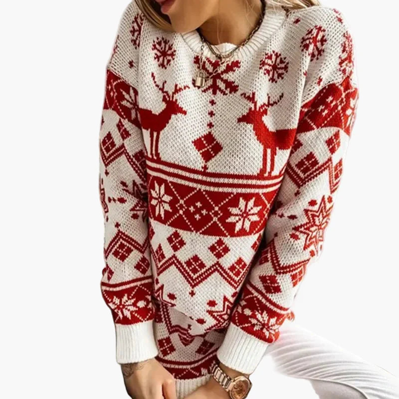Women's Sweater Christmas Motif Reindeer Norwegian Style – Fashionable Winter Sweater for Leisure & Festive Occasions