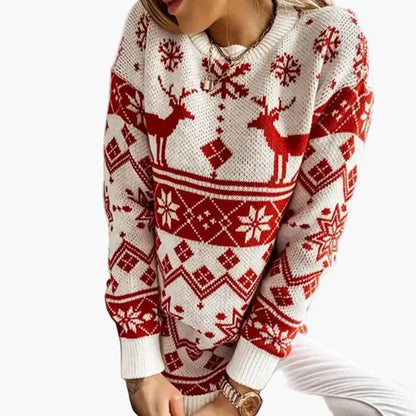 Women's Sweater Christmas Motif Reindeer Norwegian Style – Fashionable Winter Sweater for Leisure & Festive Occasions