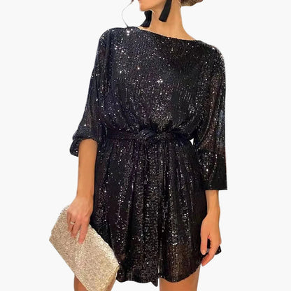 Ladies Elegant Sequin Mini Dress – Party, Evening, Festive, Glitter, Fashionable