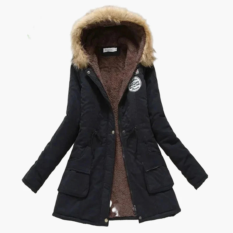 Women's winter parka with hood and fleece lining – fashionable coat for cold days