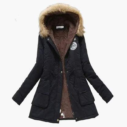 Women's winter parka with hood and fleece lining – fashionable coat for cold days