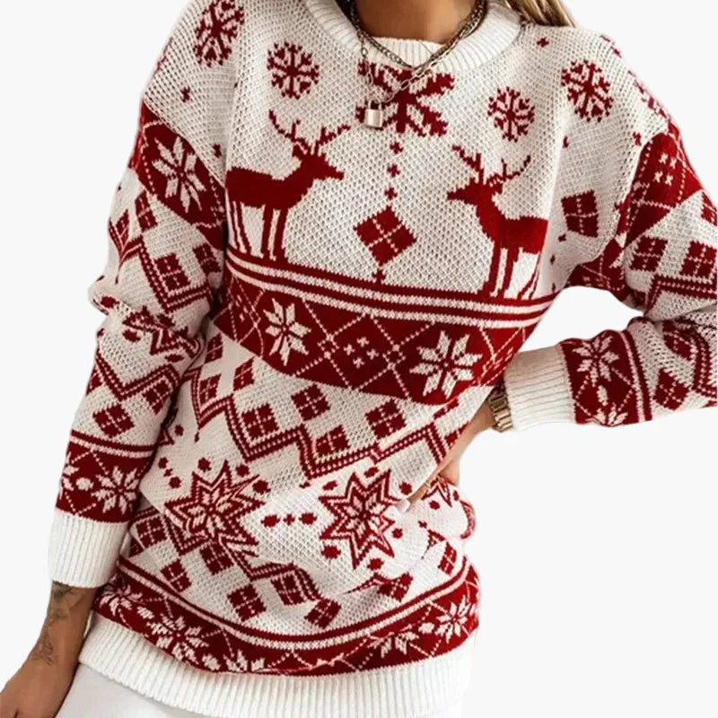 Women's Sweater Christmas Motif Reindeer Norwegian Style – Fashionable Winter Sweater for Leisure & Festive Occasions