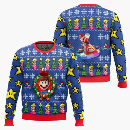 Herren Ugly Christmas Sweater – Retro Gamer Pixel Mario Pullover für Weihnachten & Gaming-Fans