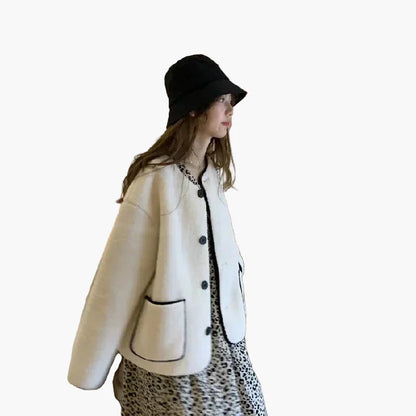 Women's Oversize Casual Jacket in Street Style Look – Casual Transitional Jacket with Buttons and Pockets