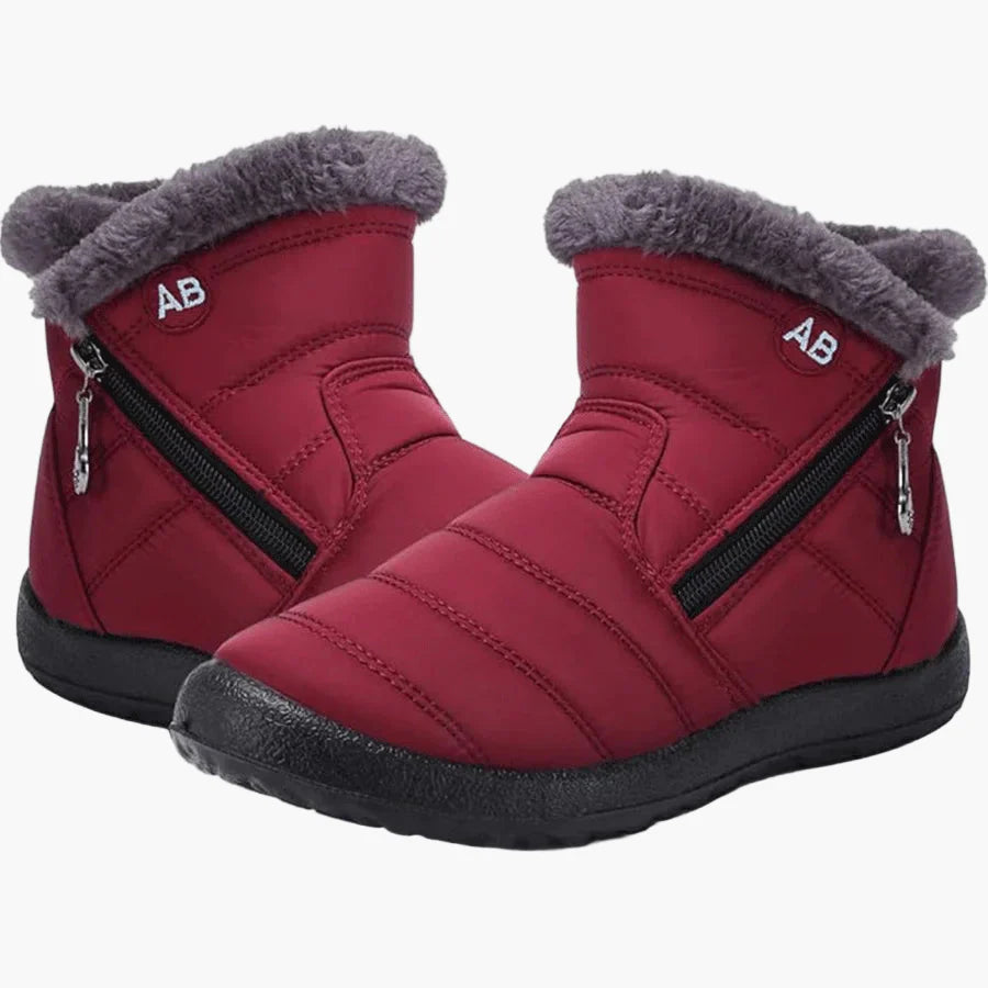 Women's winter boots with warm lining and zipper – Comfortable, non-slip outdoor shoes for cold days