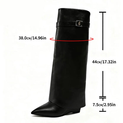 Women's slouchy boots with pointed toe and flat heel – fashionable casual and party boots