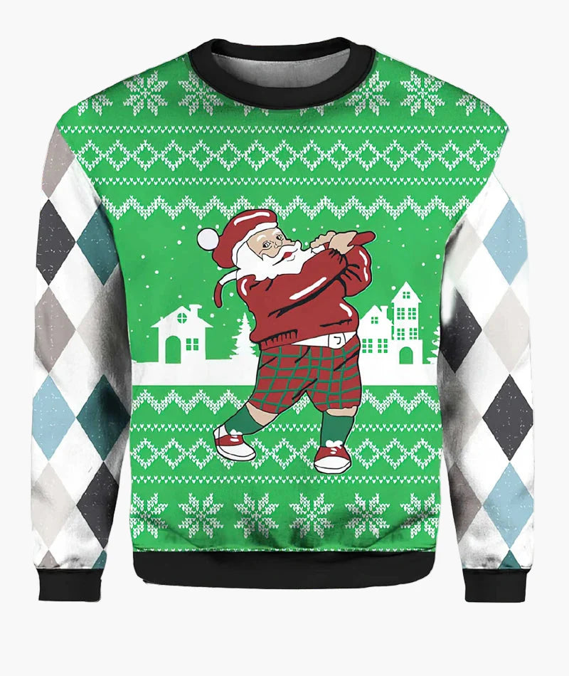 Herren Ugly Christmas Sweater Biker Style – Lustiger Weihnachts-Pullover mit Santa auf Motorrad