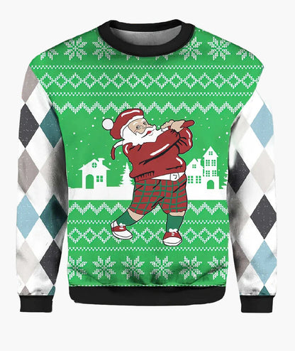 Herren Ugly Christmas Sweater Biker Style – Lustiger Weihnachts-Pullover mit Santa auf Motorrad