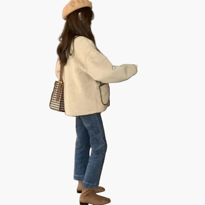 Women's Oversize Casual Jacket in Street Style Look – Casual Transitional Jacket with Buttons and Pockets