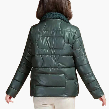 Women's winter quilted jacket with fashionable collar – elegant outdoor jacket for cold days