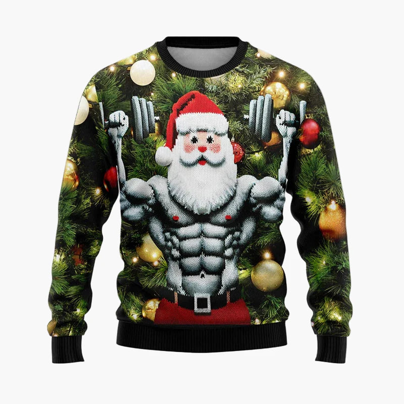 Herren Weihnachts-Pullover Hip-Hop Santa Ugly Christmas Sweater – Lustiger Party Pullover für Weihnachten