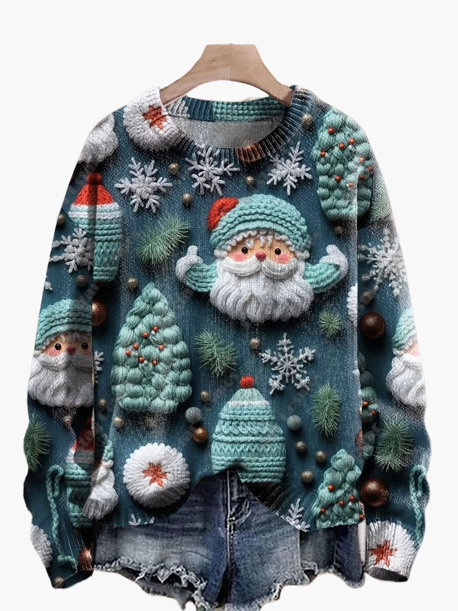 Women's Christmas Sweater with Embroidery – Cute Winter Festive Sweater