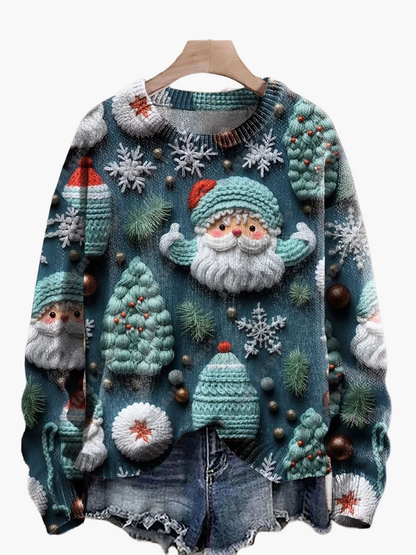 Women's Christmas Sweater with Embroidery – Cute Winter Festive Sweater