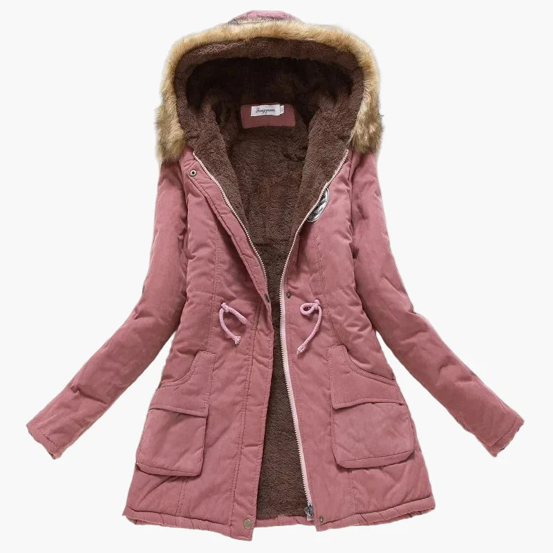 Women's winter parka with hood and fleece lining – fashionable coat for cold days