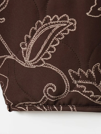 Women's transitional jacket with embroidered floral pattern – Casual city look, ideal for spring and autumn